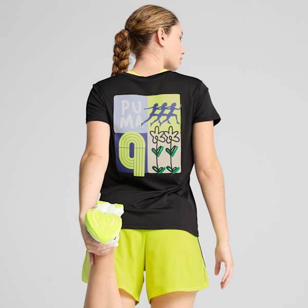 ウィメンズ グラフィック ランニング イラストレーション 半袖 Tシャツ, PUMA Black, extralarge-JPN