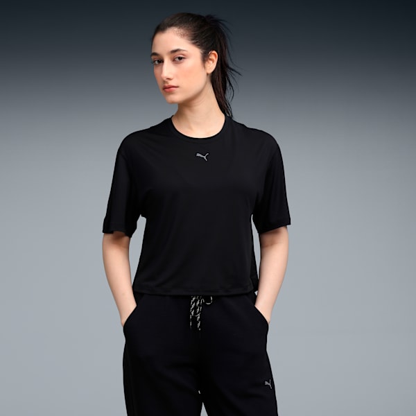 CLOUDSPUN Women's Moisture-Wicking Oversized Tee, PUMA Black, extralarge-IND