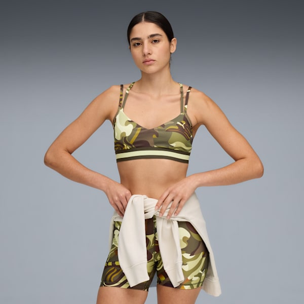 FLORAL RIBBON Low-Support Bra, Dark Olive, extralarge