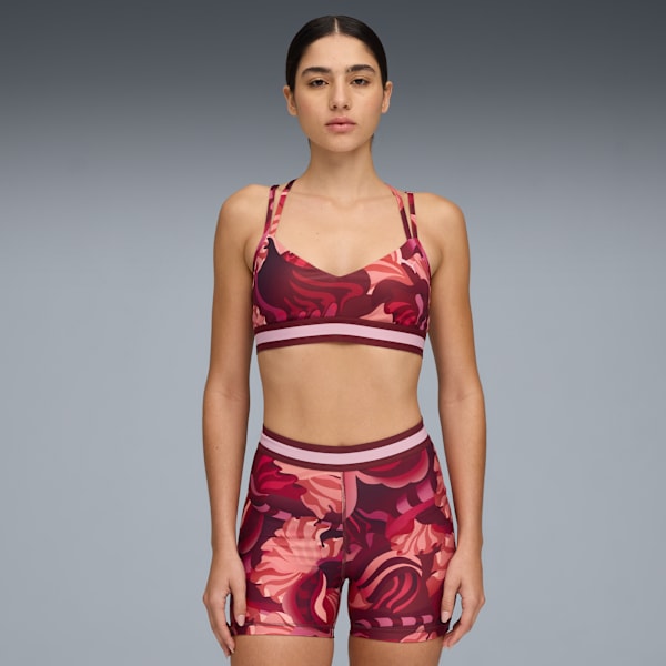 FLORAL RIBBON Low-Support Bra, Ruby Shimmer, extralarge