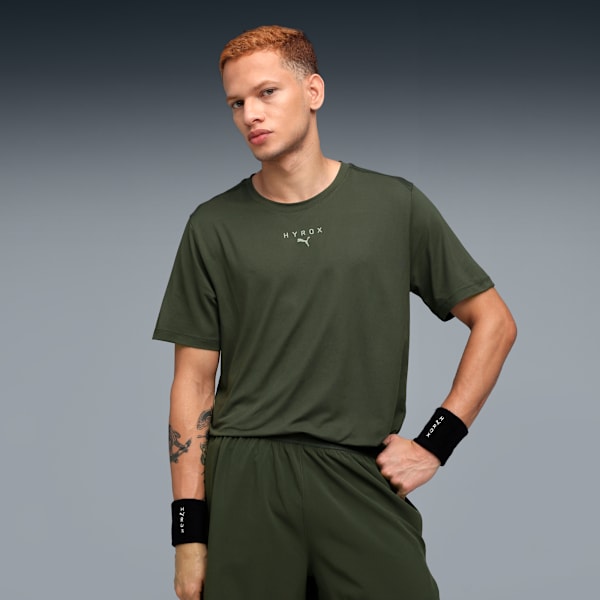 PUMA X HYROX Men Cloudspun Thermo Training T-shirt, Dark Olive, extralarge-IND