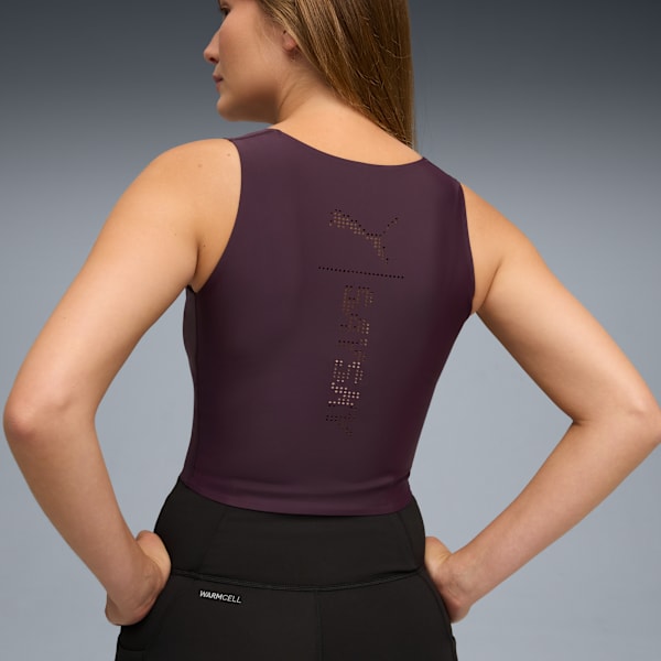 PUMA x SAYSKY Women's Moisture Wicking Running Crop Tank, Raisin, extralarge