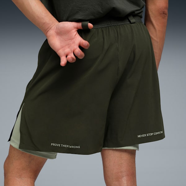 PUMA X HYROX Men 2-In-1 Performance Woven Shorts, Dark Olive, extralarge-IND
