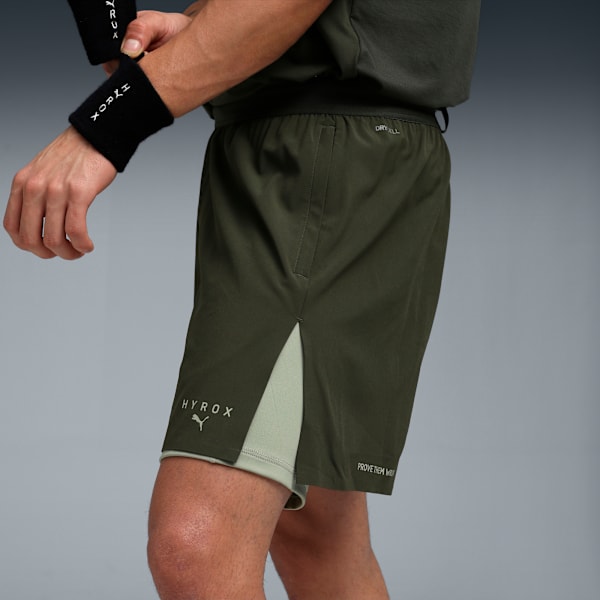 PUMA X HYROX Men 2-In-1 Performance Woven Shorts, Dark Olive, extralarge-IND