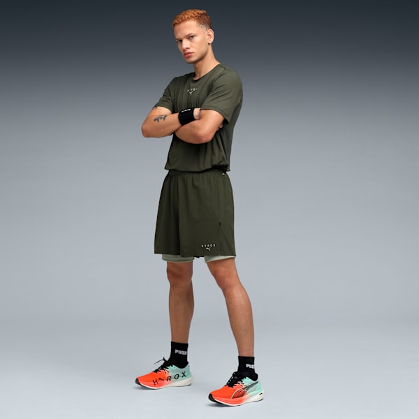 PUMA X HYROX Men 2-In-1 Performance Woven Shorts, Dark Olive, extralarge-IND