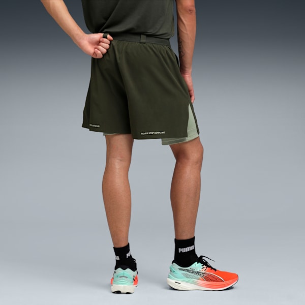 PUMA X HYROX Men 2-In-1 Performance Woven Shorts, Dark Olive, extralarge-IND