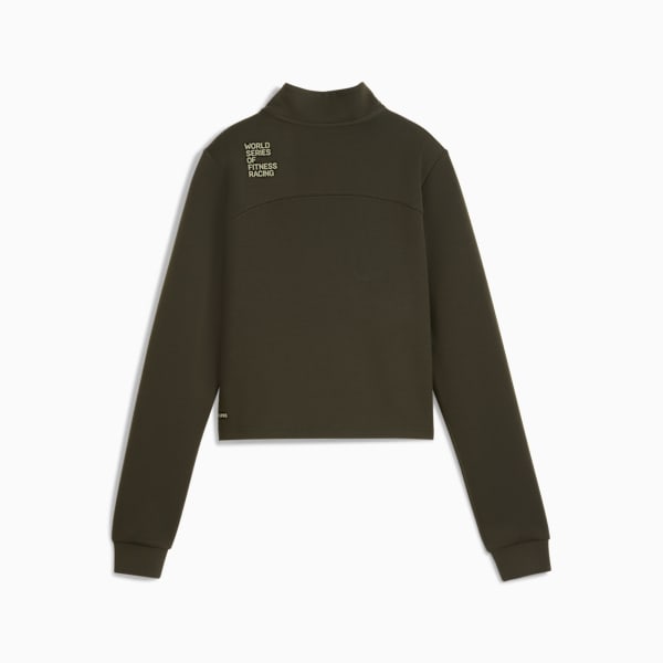 PUMA X HYROX Women's Soft Oversized Sweat Jacket, Dark Olive, extralarge-IND