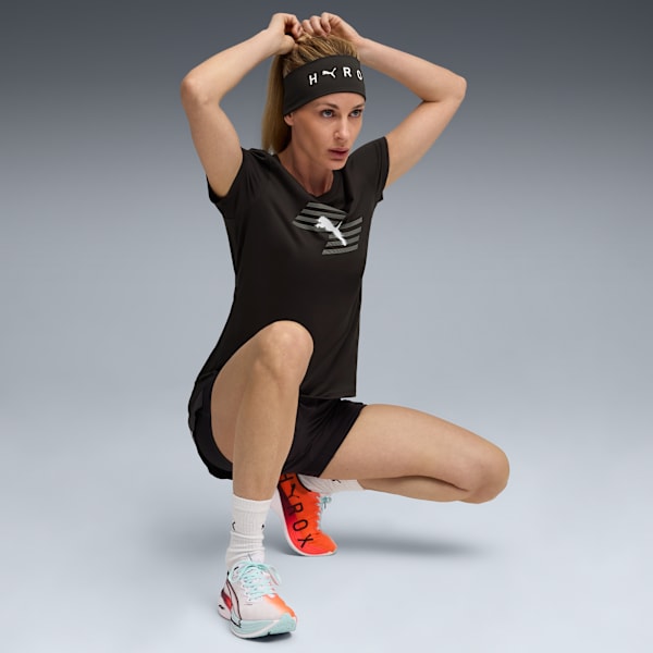 PUMA X HYROX Women's Sweat-Wicking Graphic Tee, PUMA Black, extralarge-IND