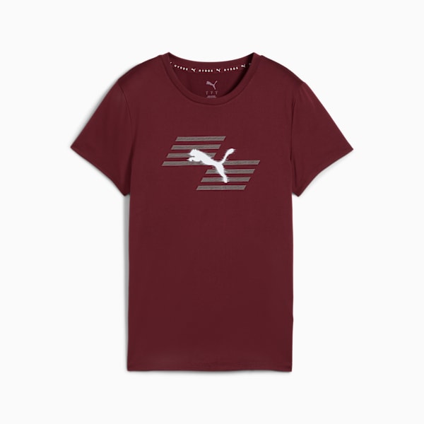 PUMA X HYROX Women's Sweat-Wicking Graphic Tee, Ruby Shimmer, extralarge-IND