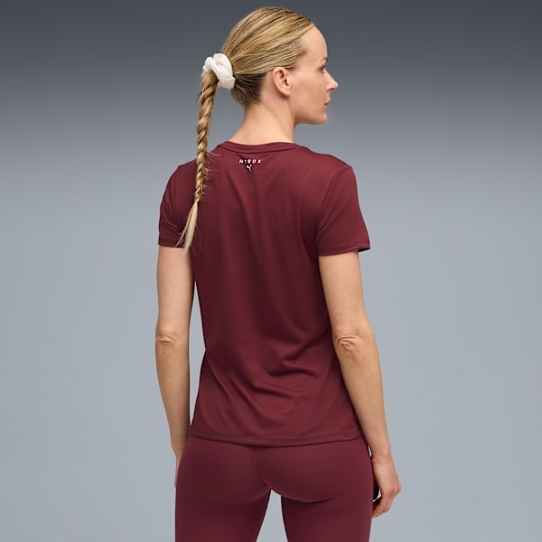 PUMA X HYROX Women's Sweat-Wicking Graphic Tee, Ruby Shimmer, extralarge-IND