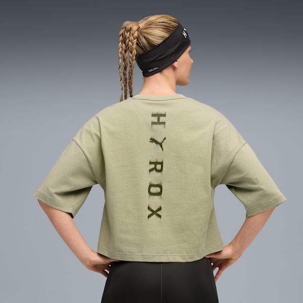 PUMA X HYROX Women's Oversized Crop Cotton Tee, Lux Army, extralarge-IND