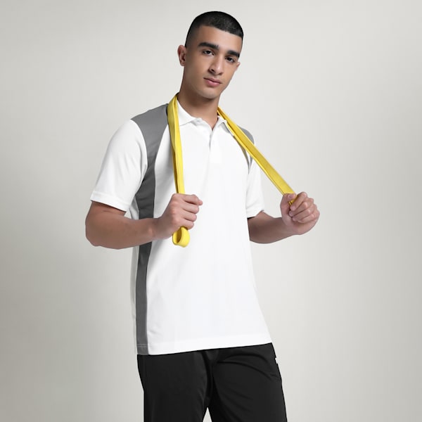Men's Train Vertical Colorblock Polo, PUMA White, extralarge-IND