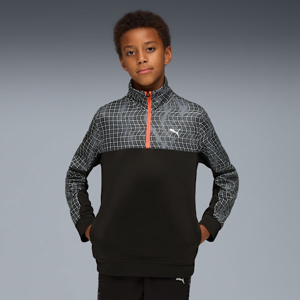 TAD ESS AOP Poly Half-Zip Youth, PUMA Black, extralarge