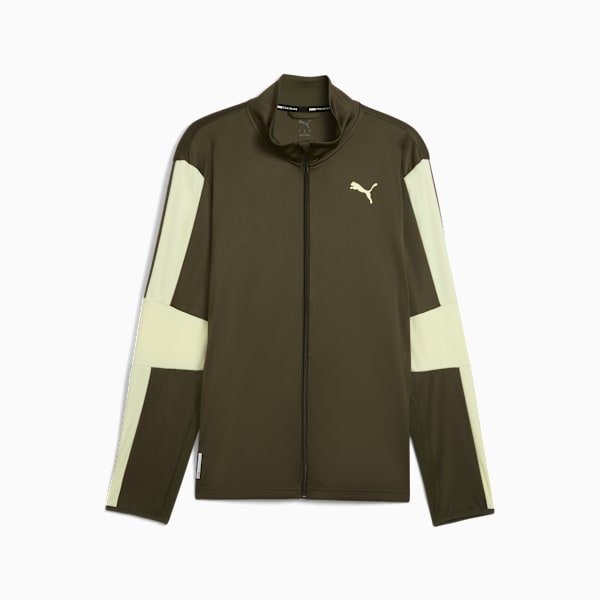 TRAIN FAVORITE Men's Zip-Up Training Jacket, Dark Olive, extralarge