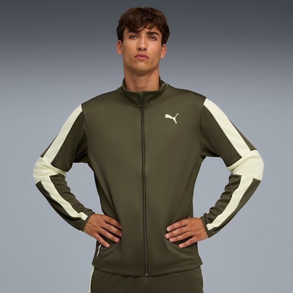 TRAIN FAVORITE Men's Zip-Up Training Jacket, Dark Olive, extralarge
