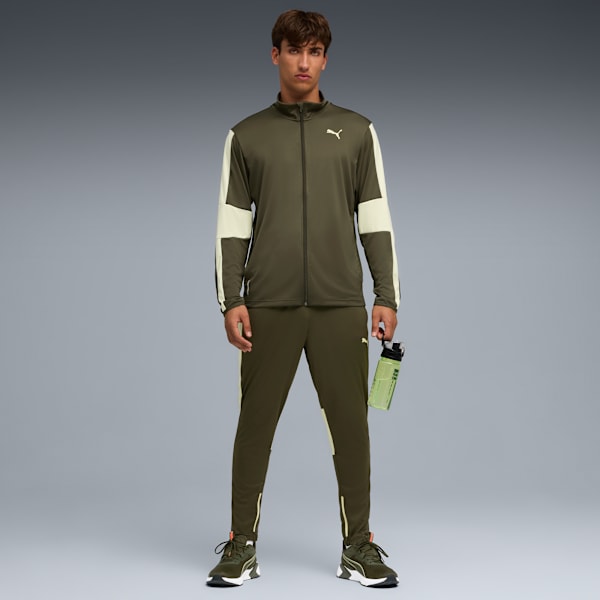 TRAIN FAVORITE Men's Zip-Up Training Jacket, Dark Olive, extralarge