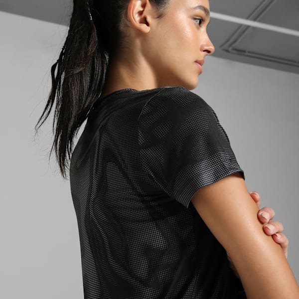 Cloudspun Women's Ultra-Soft Printed Training T-shirt, PUMA Black, extralarge-IND