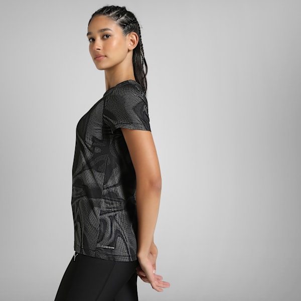 Cloudspun Women's Ultra-Soft Printed Training T-shirt, PUMA Black, extralarge-IND