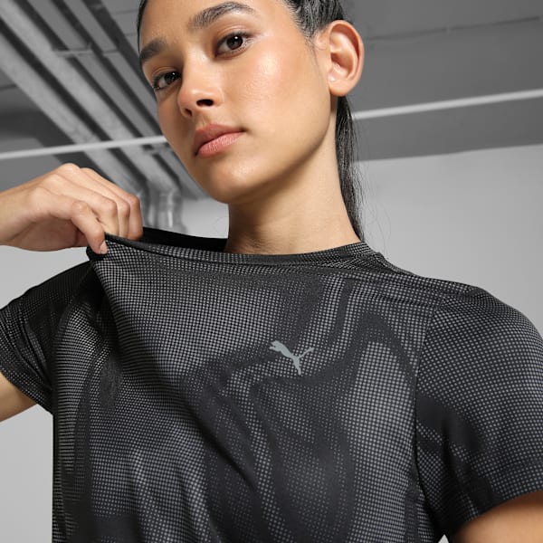 Cloudspun Women's Ultra-Soft Printed Training T-shirt, PUMA Black, extralarge-IND