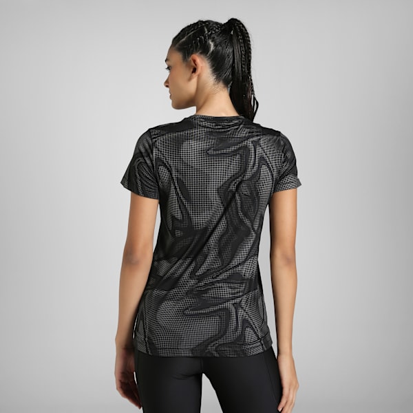 Cloudspun Women's Ultra-Soft Printed Training T-shirt, PUMA Black, extralarge-IND