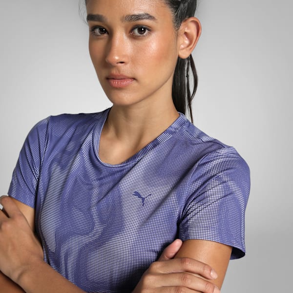 Cloudspun Women's Ultra-Soft Printed Training T-shirt, Blue Crystal, extralarge-IND
