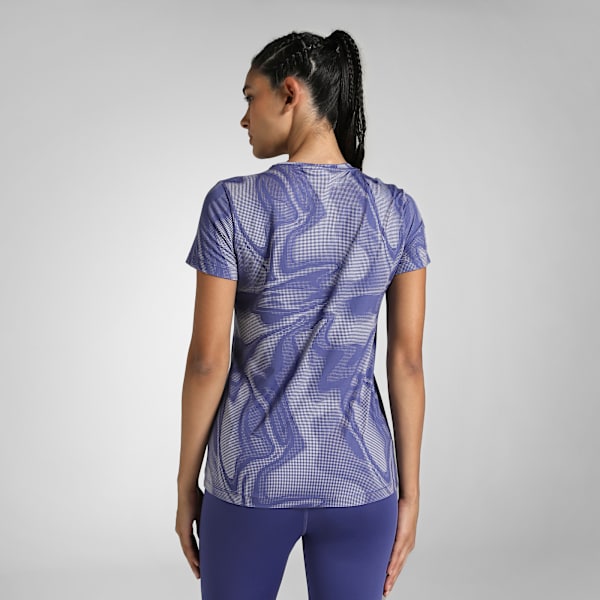 Cloudspun Women's Ultra-Soft Printed Training T-shirt, Blue Crystal, extralarge-IND