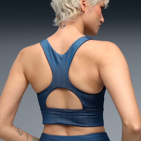 Women’s Longline Padded Sports Bra, Dark Indigo, extralarge-IND