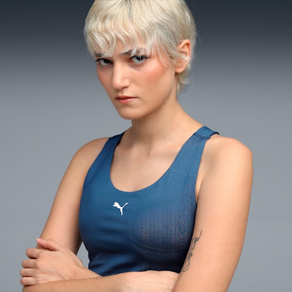 Women’s Longline Padded Sports Bra, Dark Indigo, extralarge-IND