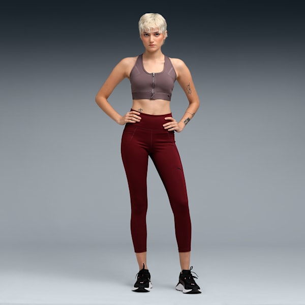 Front Zip Women's High Impact Support Sports Bra, Raisin, extralarge-IND