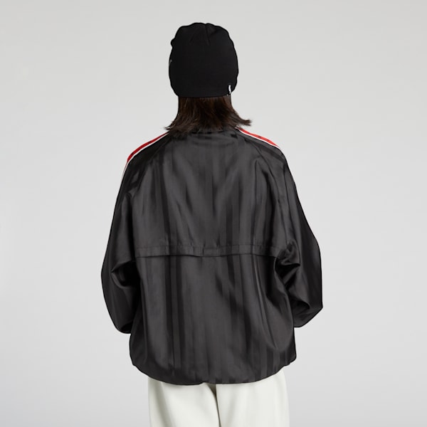 メンズ トレーニング シャドウ ストライプ ウーブン ジャケット, PUMA Black-For All Time Red, extralarge-JPN