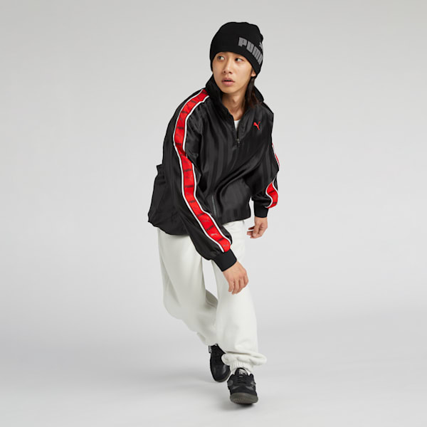 メンズ トレーニング シャドウ ストライプ ウーブン ジャケット, PUMA Black-For All Time Red, extralarge-JPN