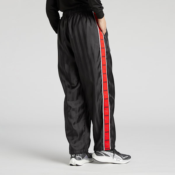 メンズ トレーニング シャドウ ストライプ ウーブン パンツ, PUMA Black-For All Time Red, extralarge-JPN
