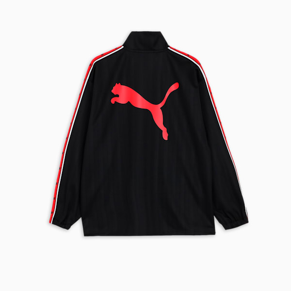 メンズ トレーニング シャドウ ストライプ ニット ジャケット, PUMA Black-For All Time Red, extralarge-JPN