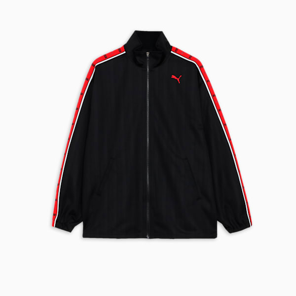 メンズ トレーニング シャドウ ストライプ ニット ジャケット, PUMA Black-For All Time Red, extralarge-JPN