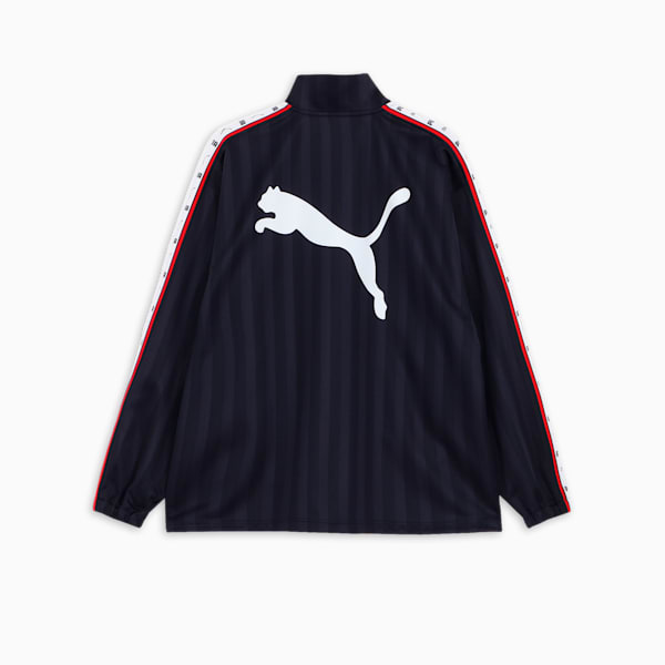 メンズ トレーニング シャドウ ストライプ ニット ジャケット, New Navy-Puma White, extralarge-JPN