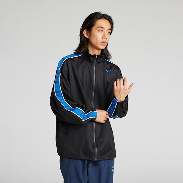 メンズ トレーニング シャドウ ストライプ ニット ジャケット, PUMA Black-PUMA Team Royal, extralarge-JPN