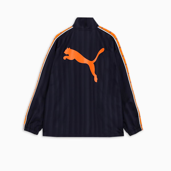 メンズ トレーニング シャドウ ストライプ ニット ジャケット, New Navy-Rickie Orange, extralarge-JPN