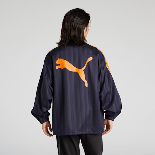 メンズ トレーニング シャドウ ストライプ ニット ジャケット, New Navy-Rickie Orange, extralarge-JPN