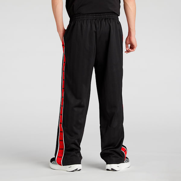メンズ トレーニング シャドウ ストライプ ニット パンツ, PUMA Black-For All Time Red, extralarge-JPN