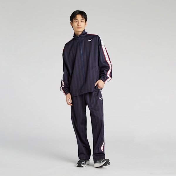 メンズ トレーニング シャドウ ストライプ ニット パンツ, New Navy-PUMA White, extralarge-JPN