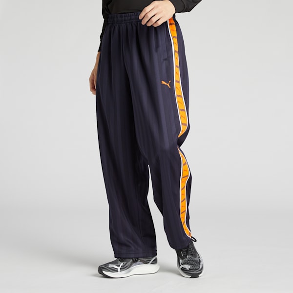 メンズ トレーニング シャドウ ストライプ ニット パンツ, New Navy-Rickie Orange, extralarge-JPN