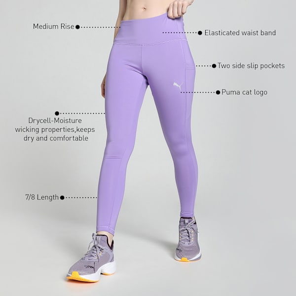 Train All Day Women's Ankle Length Training Tights with Pockets, Lavender Alert, extralarge-IND