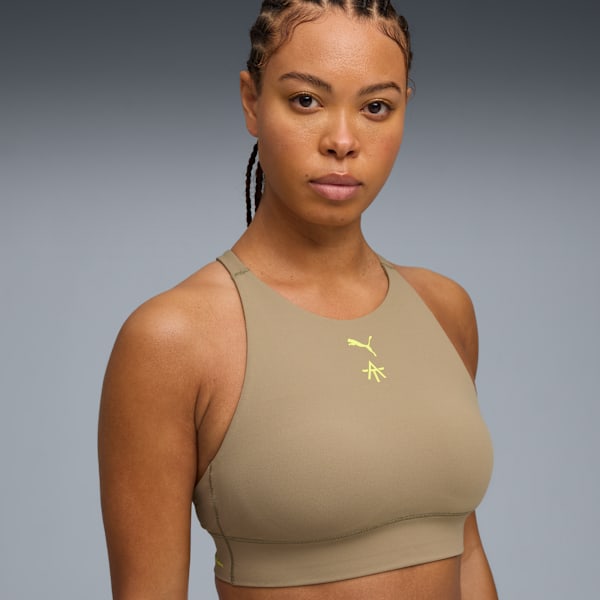 Sports bra PUMA x A.T SHAPELUXE para mujer, Velvet Moss, extralarge