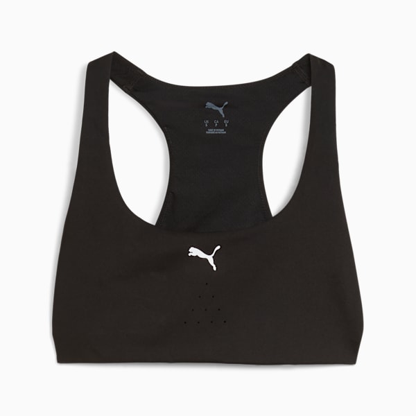 Black PUMA crop top for women with racerback and logo detail.