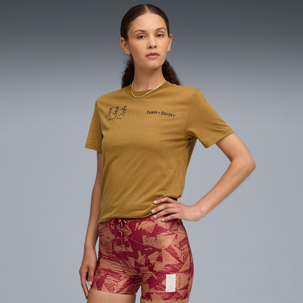 PUMA X SAYSKY Graphic Running Tee, Honey Butter, extralarge-IND