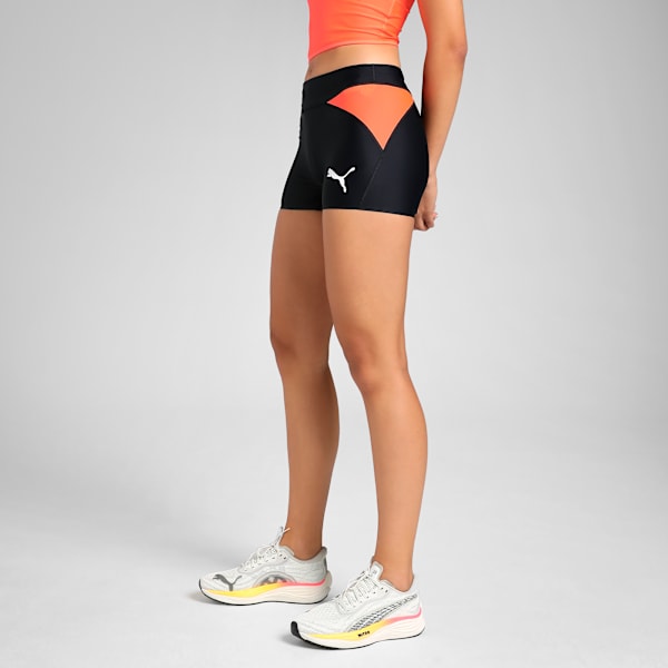Race Hot Pant Bos Marathon Women's Lightweight Running Shorts, PUMA Black-Glowing Red, extralarge-IND