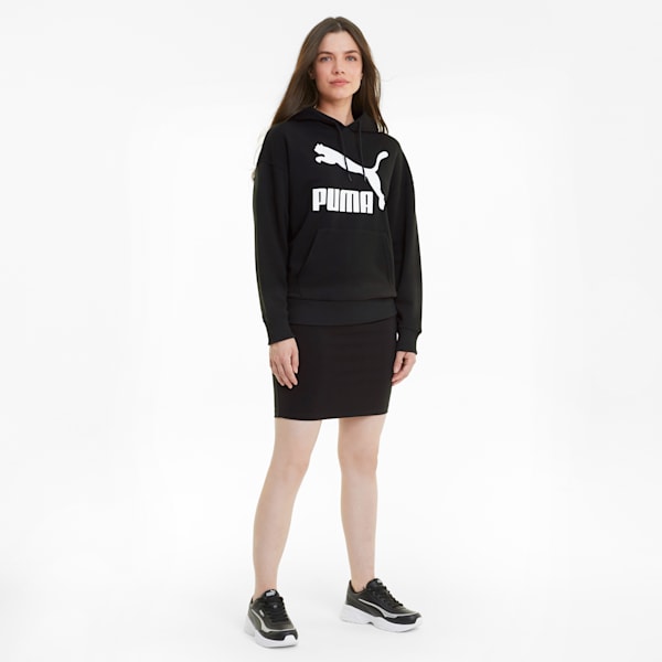 Classic Logo Relaxed Fit Woman's Hoodie, Puma Black, extralarge-IND