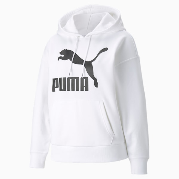 Classic Logo Relaxed Fit Woman's Hoodie, Puma White, extralarge-AUS