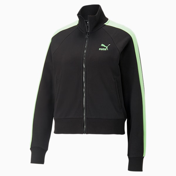 Iconic T7 Women's Track Jacket, PUMA Black-Light Mint, extralarge-IND