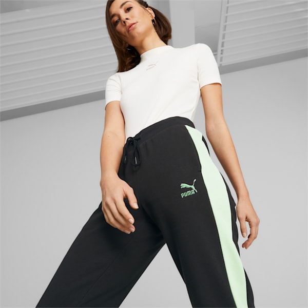 Iconic T7 Women's Trackpants, PUMA Black-Light Mint, extralarge-IND